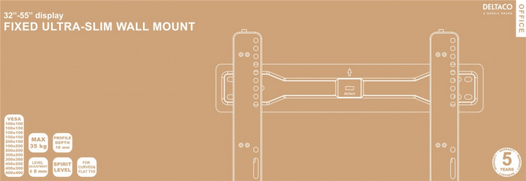 DELTACO OFFICE näytön seinäkiinnike, 32