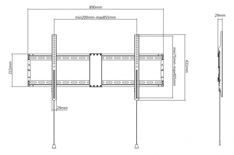 DELTACO OFFICE er.suuren näytön seinäkiinnike, kokoon taitt., 43 DELTACO OFFICE er.suuren näytön seinäkiinnike, kokoon taitt., 43