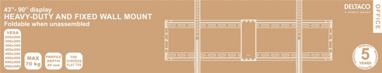 DELTACO OFFICE er.suuren näytön seinäkiinnike, kokoon taitt., 43 DELTACO OFFICE er.suuren näytön seinäkiinnike, kokoon taitt., 43