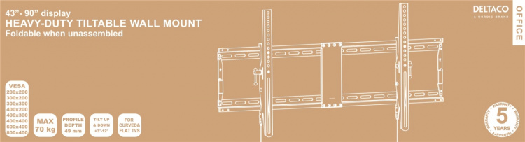 DELTACO Office erikoissuuren näytön seinäkiinnike, 43