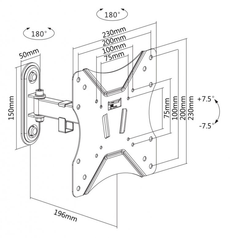 DELTACO OFFICE näytön seinäteline, 23 DELTACO OFFICE näytön seinäteline, 23