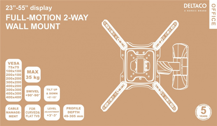 DELTACO OFFICE näytön seinäteline, 23 DELTACO OFFICE näytön seinäteline, 23