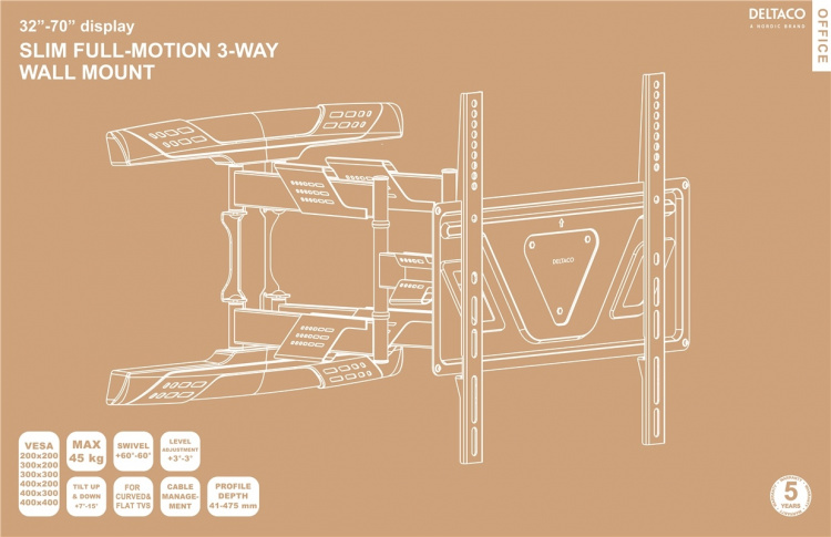 DELTACO OFFICE näytön seinäteline, kompakti, 32 DELTACO OFFICE näytön seinäteline, kompakti, 32