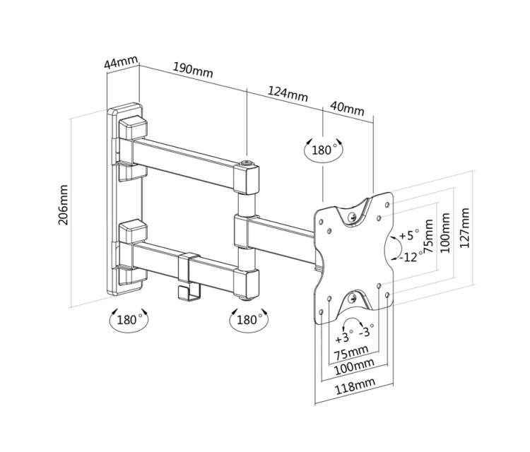 DELTACO näytön seinäteline, 13 DELTACO näytön seinäteline, 13