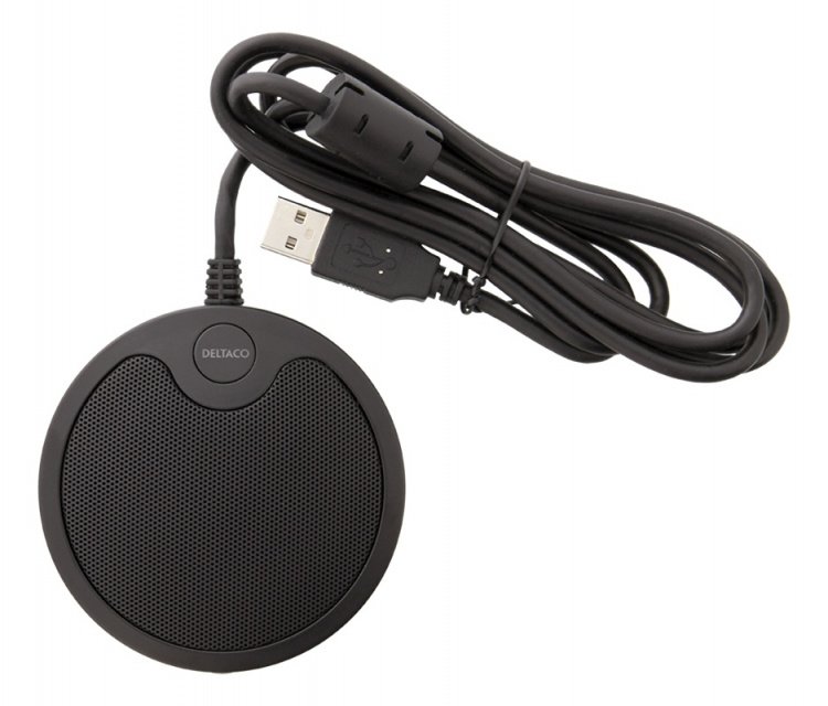 DELTACO Office levymikrofoni kokoustiloja varten, USB-A, 3,5mm, musta