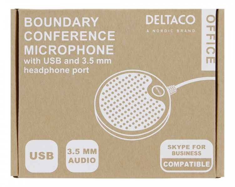 DELTACO Office levymikrofoni kokoustiloja varten, USB-A, 3,5mm, musta