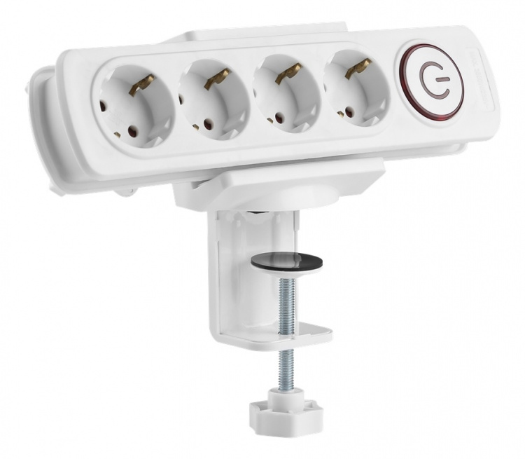 DELTACO OFFICE jatkojohdon pöytäpidike, valkoinen DELTACO OFFICE jatkojohdon pöytäpidike, valkoinen