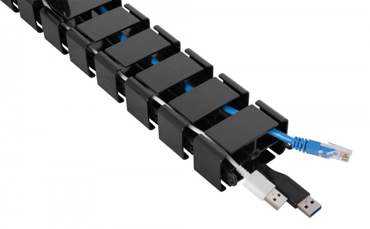 DELTACO OFFICE kaapelinkeräin, 4 kourua, jalustassa paino, musta DELTACO OFFICE kaapelinkeräin, 4 kourua, jalustassa paino, musta