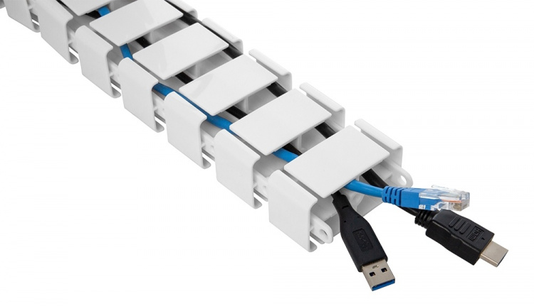 DELTACO OFFICE kaapelinkeräin, 4 kourua, jalustassa paino, valkoinen DELTACO OFFICE kaapelinkeräin, 4 kourua, jalustassa paino, valkoinen