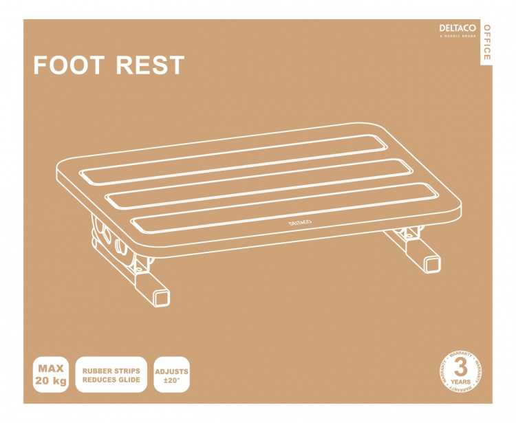 DELTACO OFFICE jalkatuki, kallistusmahdollisuus, terästä, musta DELTACO OFFICE jalkatuki, kallistusmahdollisuus, terästä, musta