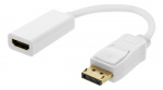 DELTACO DisplayPort - HDMI-sovitin, 4K 60Hz, 0,2m, valkoinen DELTACO DisplayPort - HDMI-sovitin, 4K 60Hz, 0,2m, valkoinen