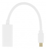 DELTACO sovitin Mini DisplayPort - HDMI, 4K 60Hz, 0,2m, valkoinen