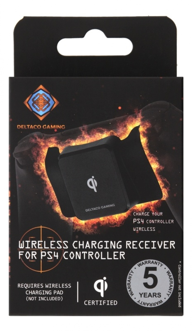 DELTACO GAMING langattoman latauksen vastaanotin PS4-ohjaimelle, musta