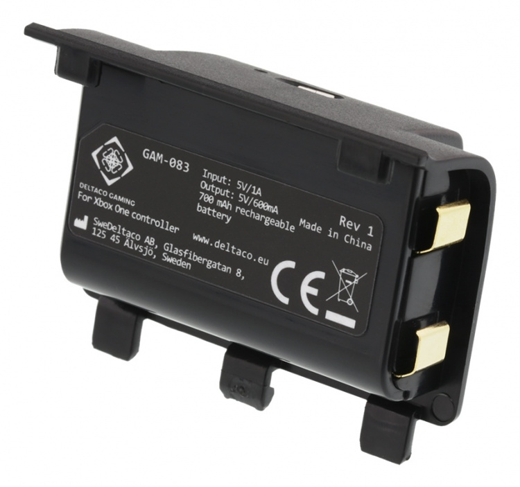 DELTACO GAMING Xbox One -ohjaimen akku, ladataan langattomasti, musta