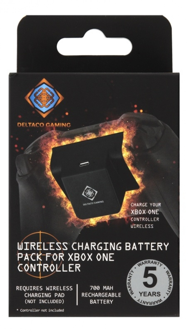 DELTACO GAMING Xbox One -ohjaimen akku, ladataan langattomasti, musta
