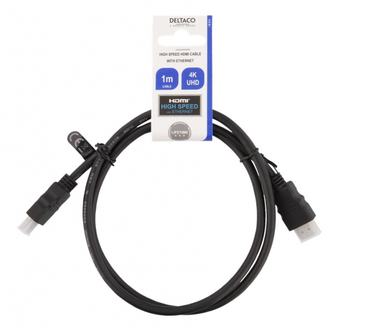 DELTACO HDMI-kaapeli, CCS, HDMI High Speed w/Ethernet, 1,0m, musta DELTACO HDMI-kaapeli, CCS, HDMI High Speed w/Ethernet, 1,0m, musta