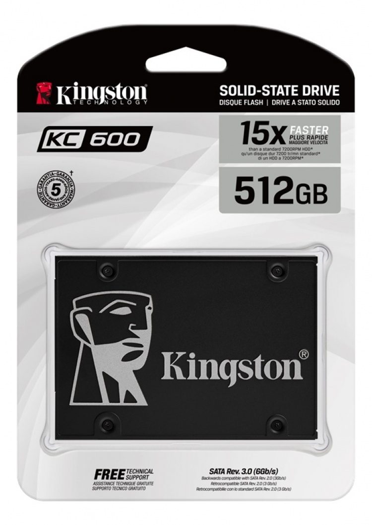 Kingston KC600 SSD-levy, SATA, 512GB, 2,5