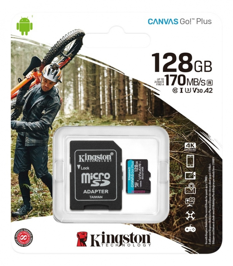 Kingston 128GB microSDXC Canvas Go Plus 170R A2 U3 V30 Card + ADP Kingston 128GB microSDXC Canvas Go Plus 170R A2 U3 V30 Card + ADP
