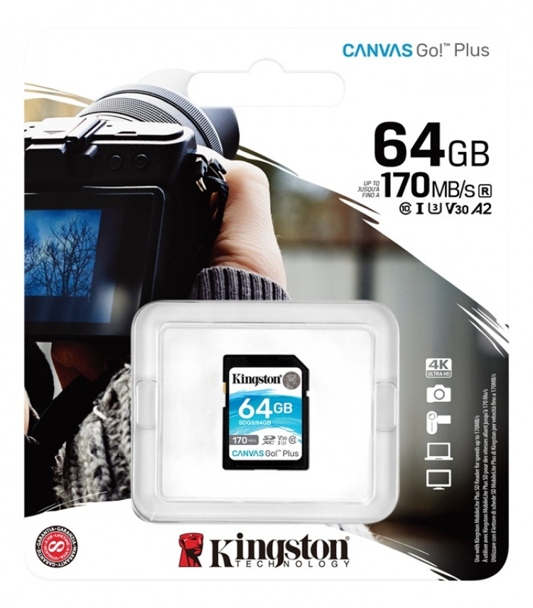Kingston 64GB SDXC Canvas Go Plus 170R C10 UHS-I U3 V30 Kingston 64GB SDXC Canvas Go Plus 170R C10 UHS-I U3 V30