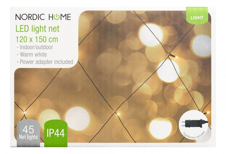 NORDIC HOME LED-valoverkko, 120x150cm, IP44, valkoinen NORDIC HOME LED-valoverkko, 120x150cm, IP44, valkoinen