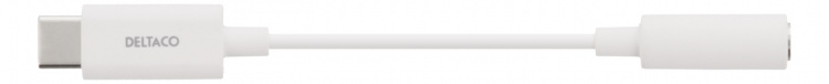 DELTACO sovitin USB-C - 3,5mm, stereoääni, aktiivinen, 11cm, valkoinen DELTACO sovitin USB-C - 3,5mm, stereoääni, aktiivinen, 11cm, valkoinen