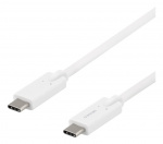 DELTACO USB-C-kaapeli, 5Gbit/s, 5A, 2m, valkoinen DELTACO USB-C-kaapeli, 5Gbit/s, 5A, 2m, valkoinen