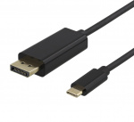 DELTACO USB-C - DisplayPort-kaapeli, 2m, 4K 60Hz, musta