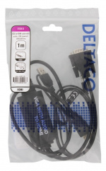 DELTACO sovitin VGA/ääni - HDMI, 1m, FHD, USB-virransyöttö, musta