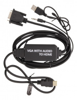 DELTACO sovitin VGA/ääni - HDMI, 2m, FHD, USB-virransyöttö, musta DELTACO sovitin VGA/ääni - HDMI, 2m, FHD, USB-virransyöttö, musta