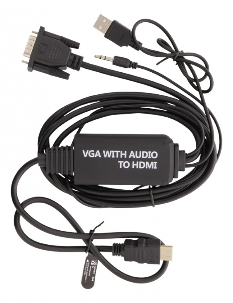 DELTACO sovitin VGA/ääni - HDMI, 2m, FHD, USB-virransyöttö, musta DELTACO sovitin VGA/ääni - HDMI, 2m, FHD, USB-virransyöttö, musta