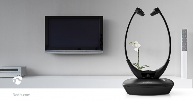 Nedis Langattomat TV-kuulokkeet | RF, frequency 868 Mhz | In-Ear-Kuulokkeet | Suurin akun toistoaika: 4.5 tuntia | 35 m | Digitaalinen Audio | Lataustelakka | Tasapainon hallinta | Musta