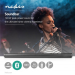 Nedis Soundbar | 2.0 | DSP | 135 W | 1x 3.5 mm / 1x Coax Audio / 1x Optical / 1x USB | 1x HDMI (with ARC) | Bluetooth® | Kiinnitettävä | Musta / Tummanharmaa