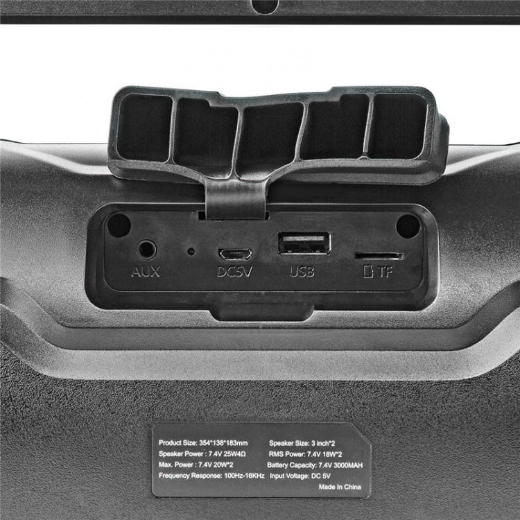 Nedis Bluetooth® Party Boombox | 6 tuntia | 2.0 | 80 W | Median toisto: AUX / Micro SD / USB | IPX5 | Linkitettävä | Kantokahva | Juhlavalot | Musta