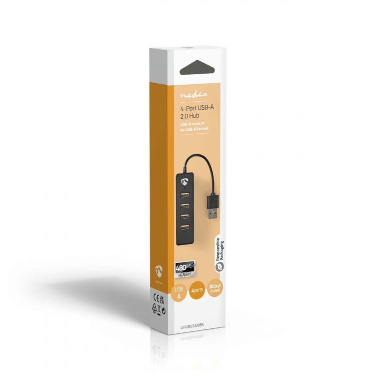 Nedis USB-keskitin | USB-A Male | 4x USB A Female | 4-Porttinen port(s) | USB 2.0 | USB Virta Nedis USB-keskitin | USB-A Male | 4x USB A Female | 4-Porttinen port(s) | USB 2.0 | USB Virta