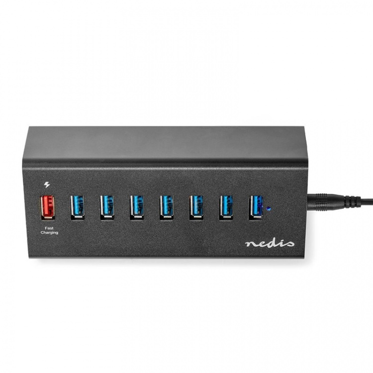 Nedis USB-keskitin | USB Micro-B Female | USB-A Female | 8-Porttinen port(s) | QC3.0 / USB 3.2 Gen 1 | USB Virta / Verkkovirtakäyttöinen | 5 Gbps | 8x USB