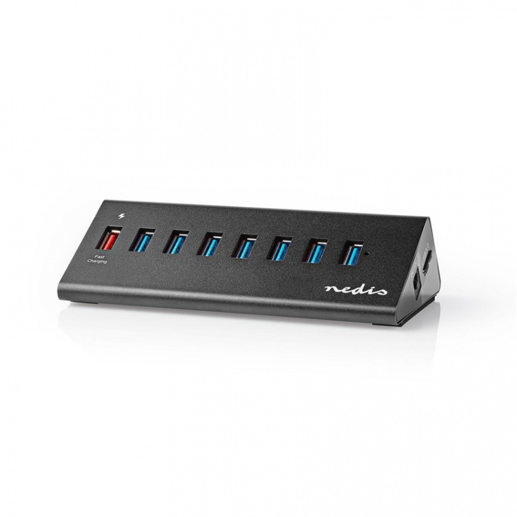 Nedis USB-keskitin | USB Micro-B Female | USB-A Female | 8-Porttinen port(s) | QC3.0 / USB 3.2 Gen 1 | USB Virta / Verkkovirtakäyttöinen | 5 Gbps | 8x USB