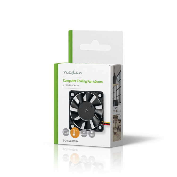 Nedis DC-tuuletin | DC | Tuulettimen koko: 40 mm | 3-Pin | 27.9 dBA | Musta