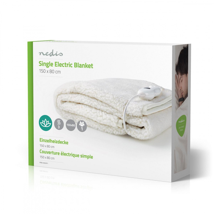 Nedis Sähköinen Peitto | Alushuopa | 1 Henkilö | 150 x 80 cm | 3 Lämpöasetusta | Pestävä | Ylikuumenemissuoja | Mikrokuitu / Polyesteri