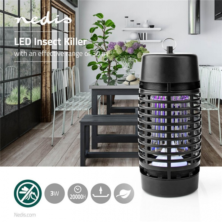 Nedis Hyttysvaloansa | 3 W | Lampun tyyppi: LED valo | Vaikutusetäisyys: 30 m² | Musta Nedis Hyttysvaloansa | 3 W | Lampun tyyppi: LED valo | Vaikutusetäisyys: 30 m² | Musta