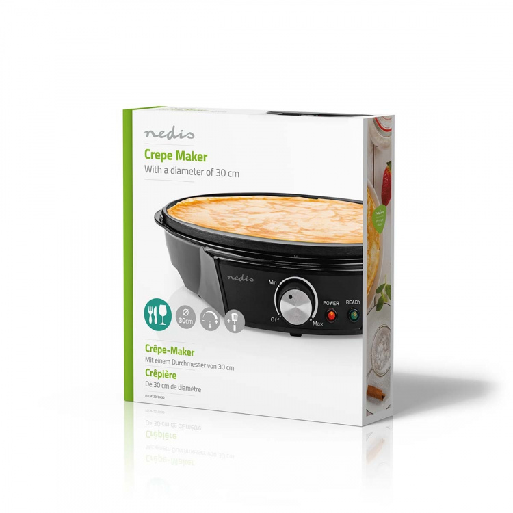 Nedis Lettukone | Halkaisija: 300 mm | 1200 W | Tarttumaton pinnoite | Lämpötila-asetukset | Merkkivalo | Musta | Metalli