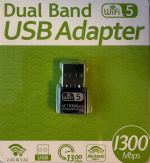 Kaksikaistainen USB-sovitin - WiFi 5, 1300 Mbps