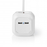 Nedis Jatkojohto | Maadoitettu virtaliitin / Tyyppi F (CEE 7/7) | 4-suuntainen | 1.50 m | 3680 W | 16 A | Maadoituksen tyyppi: Sivukontaktit | 230 V AC 50/60 Hz | Pistokannan kulma: 90 ° | H05VV-F 3G1.5mm² | Valkoinen