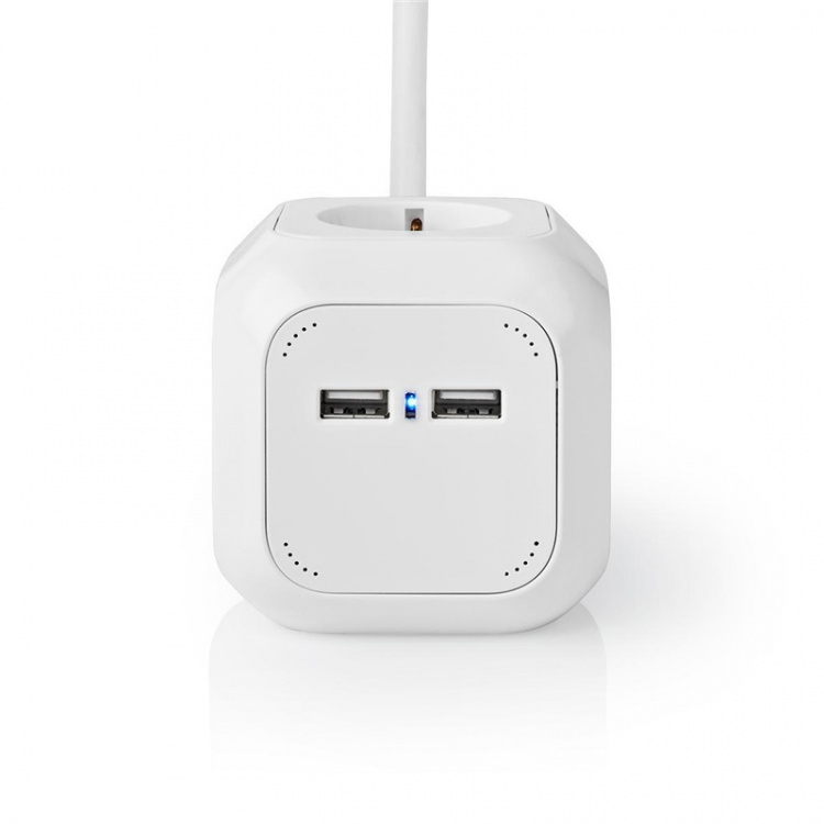 Nedis Jatkojohto | Maadoitettu virtaliitin / Tyyppi F (CEE 7/7) | 4-suuntainen | 1.50 m | 3680 W | 16 A | Maadoituksen tyyppi: Sivukontaktit | 230 V AC 50/60 Hz | Pistokannan kulma: 90 ° | H05VV-F 3G1.5mm² | Valkoinen