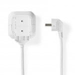 Nedis Jatkojohto | Maadoitettu virtaliitin / Tyyppi F (CEE 7/7) | 4-suuntainen | 1.50 m | 3680 W | 16 A | Maadoituksen tyyppi: Sivukontaktit | 230 V AC 50/60 Hz | Pistokannan kulma: 90 ° | H05VV-F 3G1.5mm² | Valkoinen