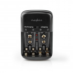 Nedis NiMH akkulaturi AA / AAA | 1.2 / 9 V DC | 0.5 A A | Trickle-lataus | Euro/Tyyppi C (CEE 7/16) | Akun tyyppi: AA / AAA / E-paristo | Musta