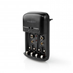 Nedis NiMH akkulaturi AA / AAA | 1.2 / 9 V DC | 0.5 A A | Trickle-lataus | Euro/Tyyppi C (CEE 7/16) | Akun tyyppi: AA / AAA / E-paristo | Musta