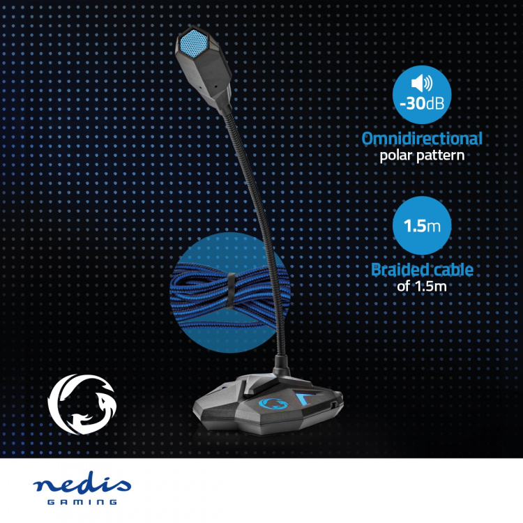 Nedis Suoratoisto- ja Pelimikrofoni | Käyttötarkoitus: Kannettava / Pöytätietokone | USB | Audio- / video- / datayhteyksien ulostulo: 1x 3.5 mm Audio Out | On/off-kytkin | Kuulokkeiden lähtöliitäntä Nedis Suoratoisto- ja Pelimikrofoni | Käyttötarkoitus: Kannettava / Pöytätietokone | USB | Audio- / video- / datayhteyksien ulostulo: 1x 3.5 mm Audio Out | On/off-kytkin | Kuulokkeiden lähtöliitäntä