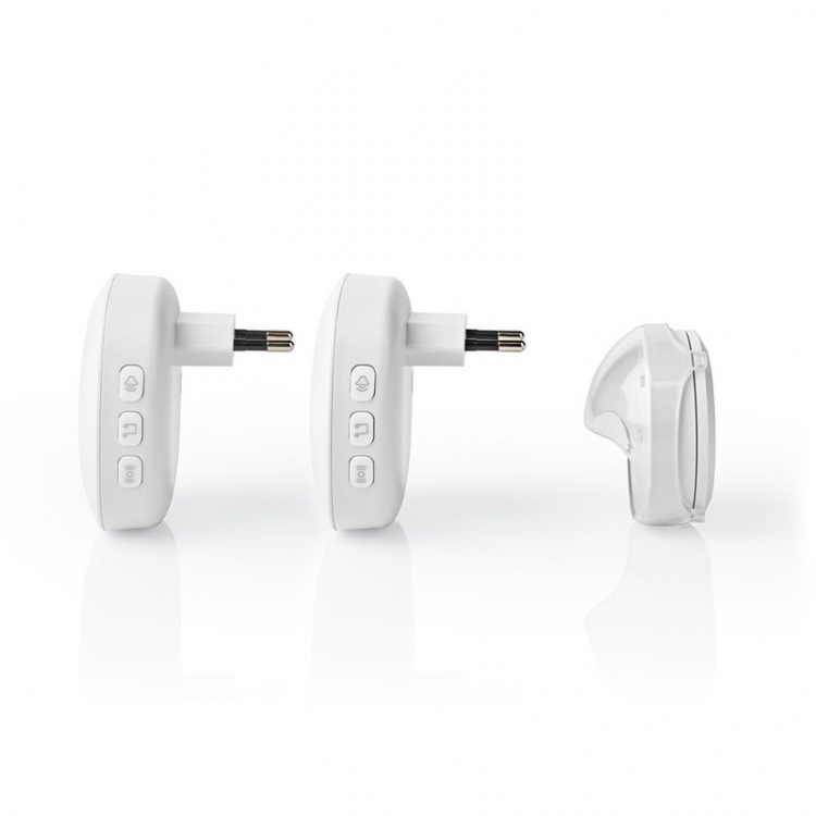 Nedis Langaton Ovikellosarja | Verkkovirtakäyttöinen | 220 - 240 V AC 50 Hz | 1x CR2032 | Äänenvoimakkuus: 80 dB | Signaalin kantama: 300 m | IP44 | Säädettävä äänenvoimakkuus | 36 Melodiaa | 2 Vastaanottimet | Valkoinen Nedis Langaton Ovikellosarja | Verkkovirtakäyttöinen | 220 - 240 V AC 50 Hz | 1x CR2032 | Äänenvoimakkuus: 80 dB | Signaalin kantama: 300 m | IP44 | Säädettävä äänenvoimakkuus | 36 Melodiaa | 2 Vastaanottimet | Valkoinen