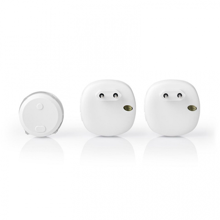 Nedis Langaton Ovikellosarja | Verkkovirtakäyttöinen | 220 - 240 V AC 50 Hz | 1x CR2032 | Äänenvoimakkuus: 80 dB | Signaalin kantama: 300 m | IP44 | Säädettävä äänenvoimakkuus | 36 Melodiaa | 2 Vastaanottimet | Valkoinen Nedis Langaton Ovikellosarja | Verkkovirtakäyttöinen | 220 - 240 V AC 50 Hz | 1x CR2032 | Äänenvoimakkuus: 80 dB | Signaalin kantama: 300 m | IP44 | Säädettävä äänenvoimakkuus | 36 Melodiaa | 2 Vastaanottimet | Valkoinen