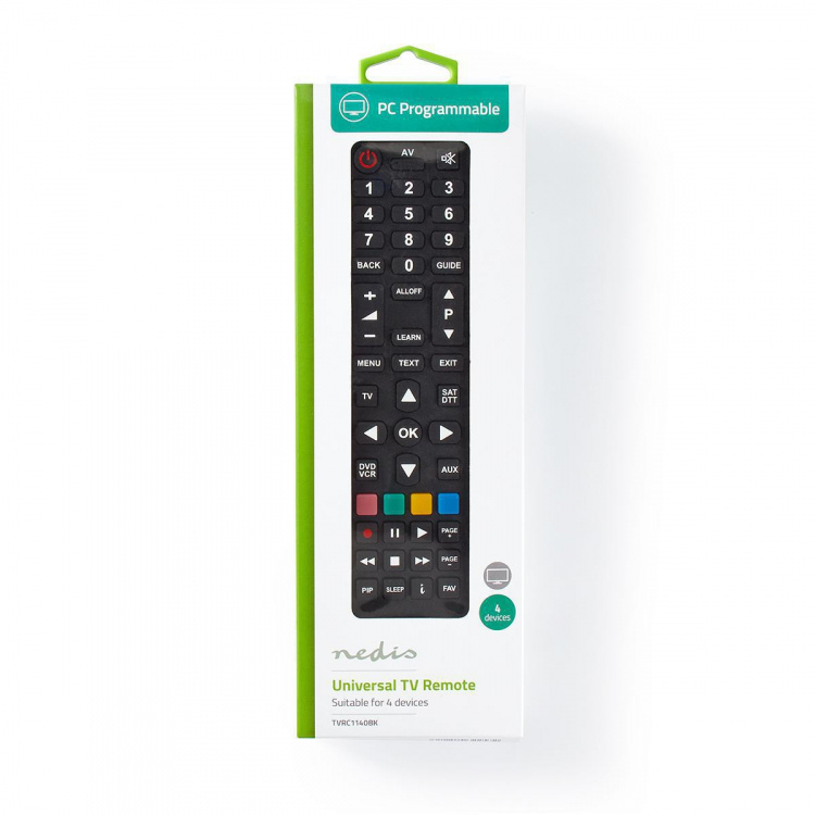 Nedis Yleiskaukosäädin | Ohjelmoitava | 4 Laitetta | Selkeä Näppäinasettelu | Infrapuna | Musta Nedis Yleiskaukosäädin | Ohjelmoitava | 4 Laitetta | Selkeä Näppäinasettelu | Infrapuna | Musta